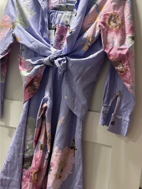 “M”made in Italy- stunning Lavender Floral Tie-Front shirt &matching flowy pants